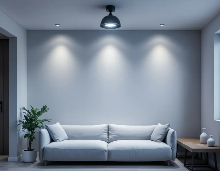 La misma sala iluminada con luz fría