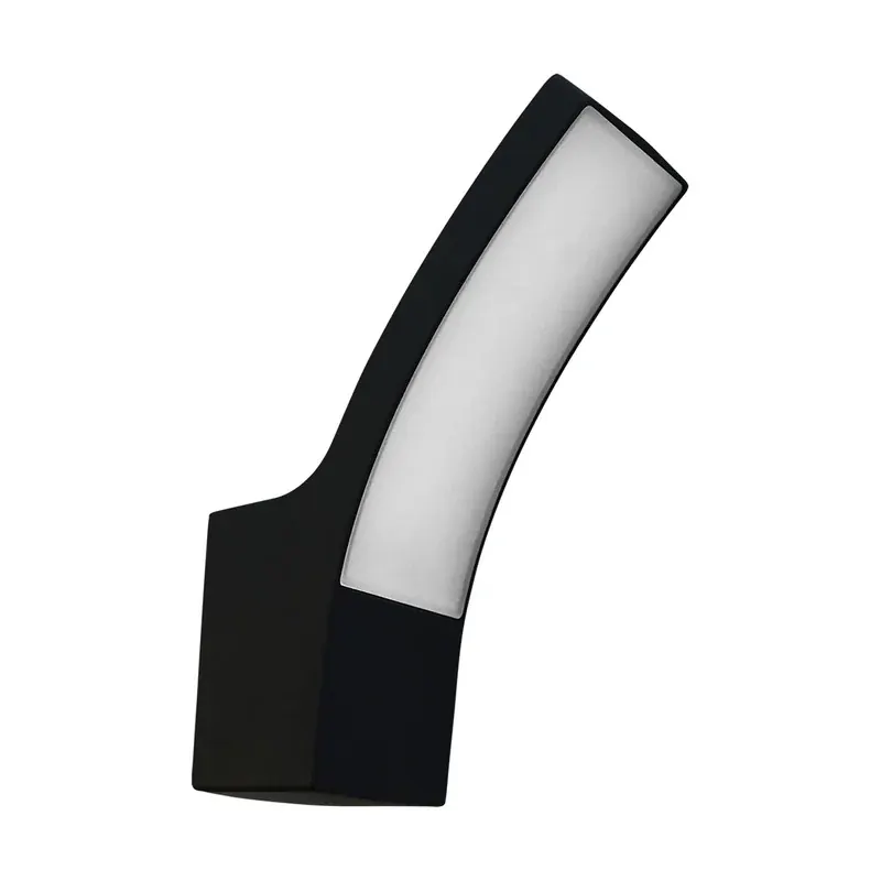 Luminaria LED pared curva negra exterior 10W blanco cálido 3000K