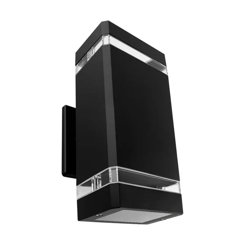 Luminaria pared rectangular doble aluminio negro exterior 2XGU10