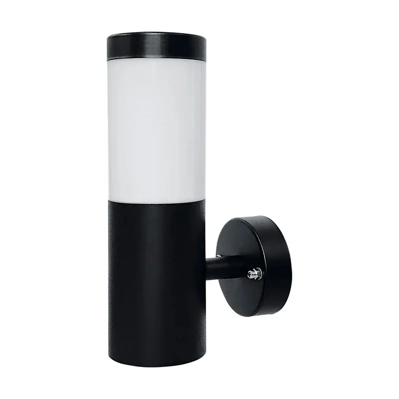 Luminaria pared cilindrica acero inoxidable negro más PC base E26/E27
