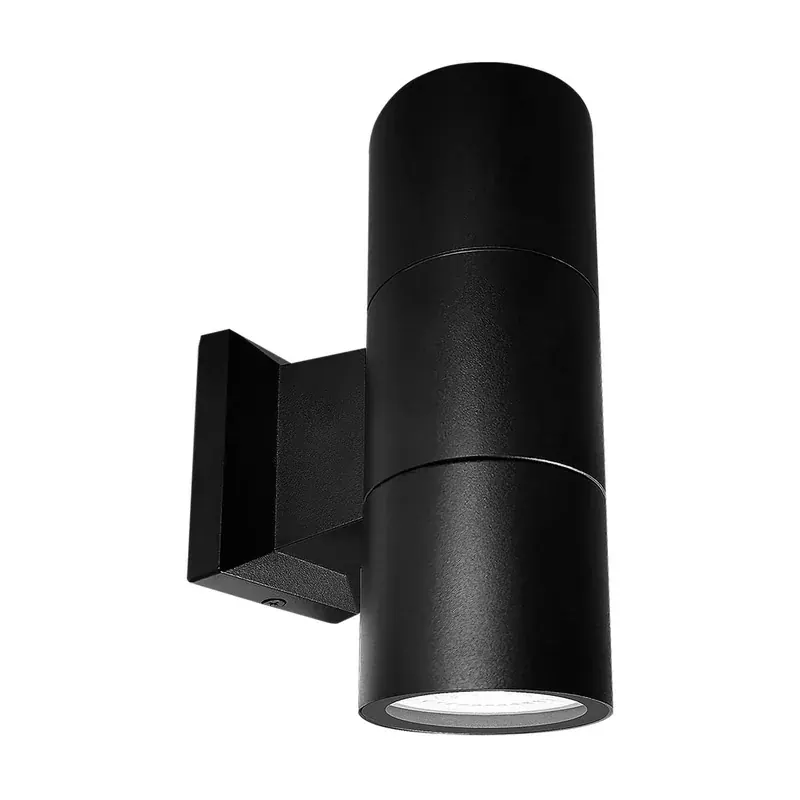 Luminaria pared cilindro doble negro mate IP54 exterior 2XGU10