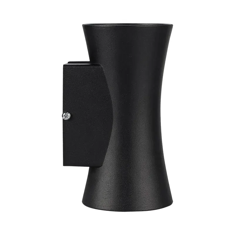 Luminaria LED pared cilindro cóncavo aluminio negro mate doble disparo exterior IP44 10W 350LM blanco cálido 3000K