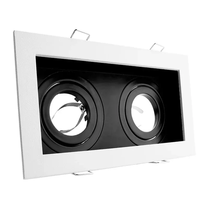 Decorativo empotrable para spot doble con base GU10 contorno blanco