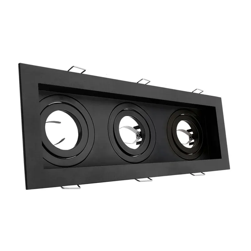 Decorativo empotrable para spot triple con base GU10 contorno negro