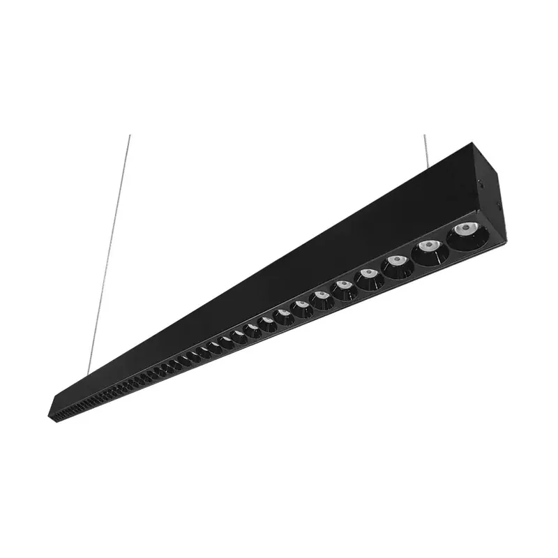 Decorativo colgante LED lineal con óptica 30° aluminio negro interior IP20 40W 3800LM 1.2M blanco cálido 3000K