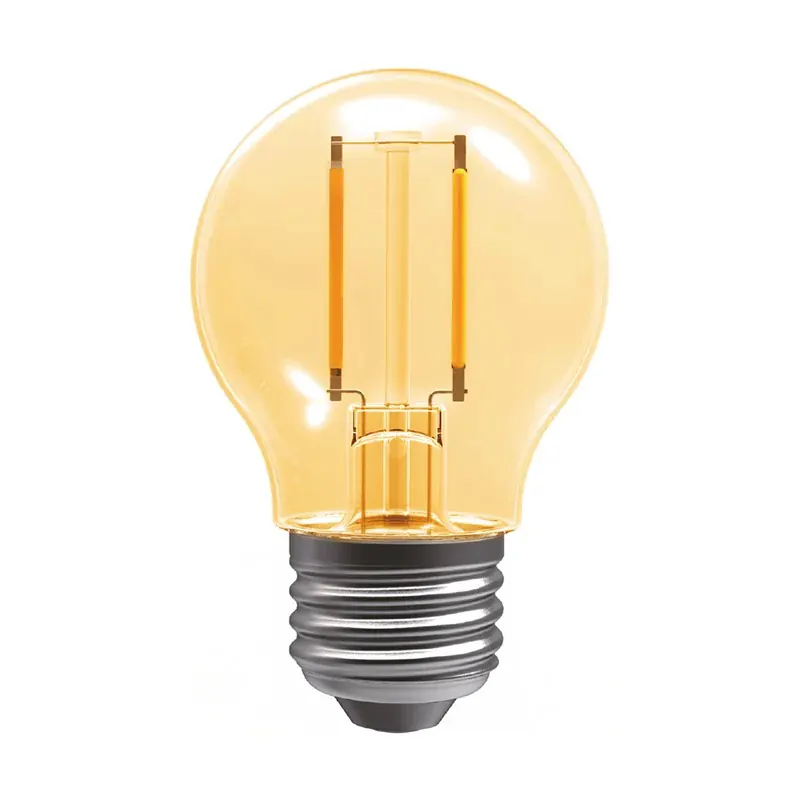 Lámpara LED filamento G45 E26 2W 100-140VCA interior IP20 luz ambar 2000K