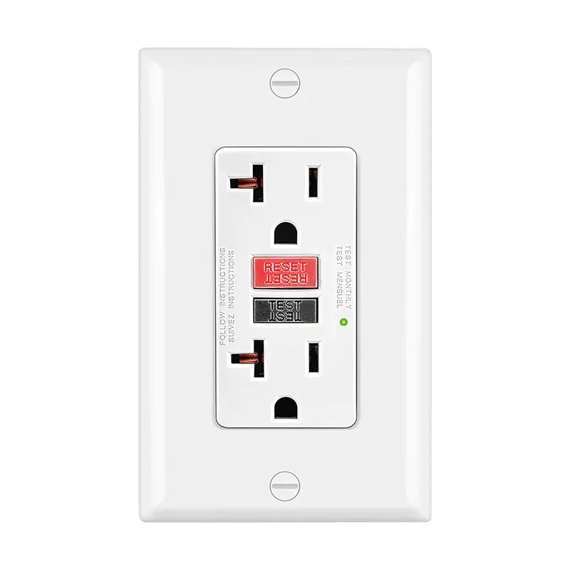 Interruptor blanco de circuito de fallo a tierra GFCI 2 conectores 70x115MM