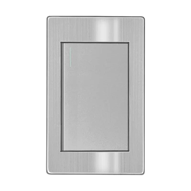 Placa gris apagador de 1 interruptor 3 vias 127/250VCA acero inoxidable 77X124MM