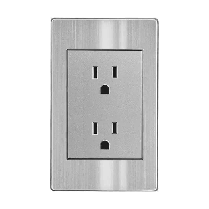 Placa gris contacto doble 127/250VCA acero inoxidable 77X124MM