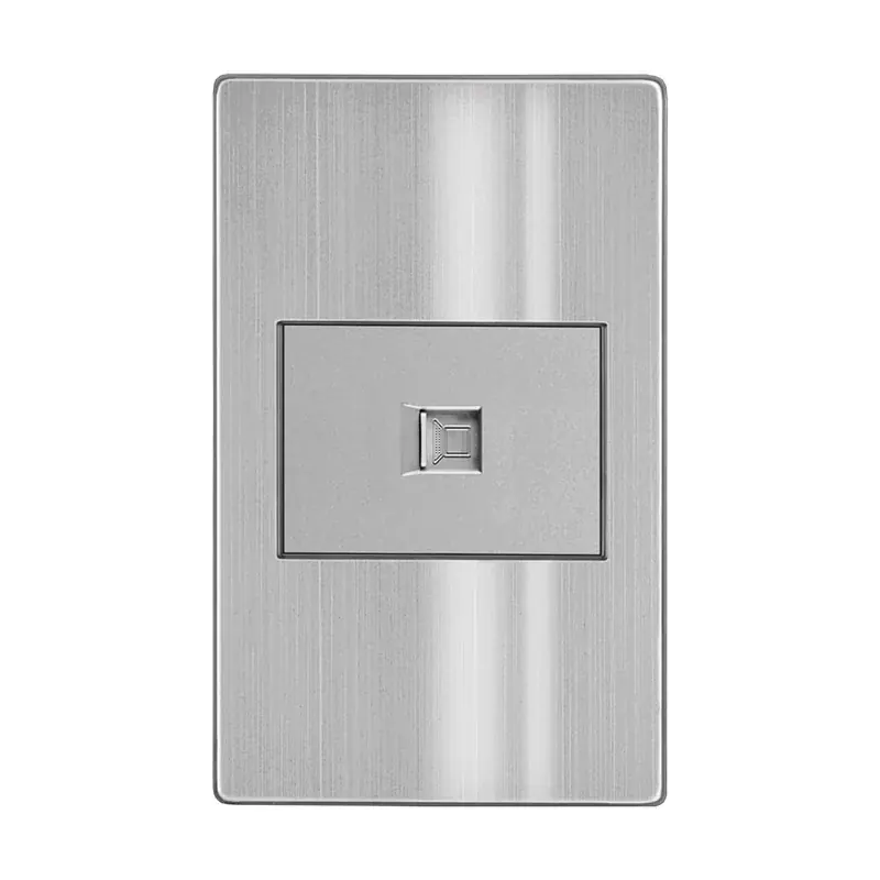 Placa gris contacto red lan tipo RJ45 CAT5 acero inoxidable 77X124MM