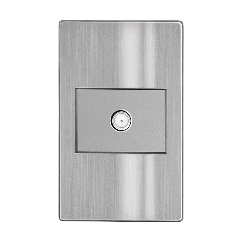 Placa gris contacto televisión acero inoxidable 77X124MM
