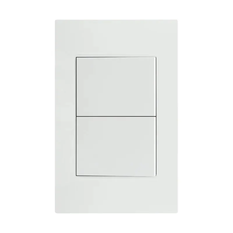 Placa blanca apagador de 2 interruptores 3 vias 127/250VCA policarbonado 75X118MM