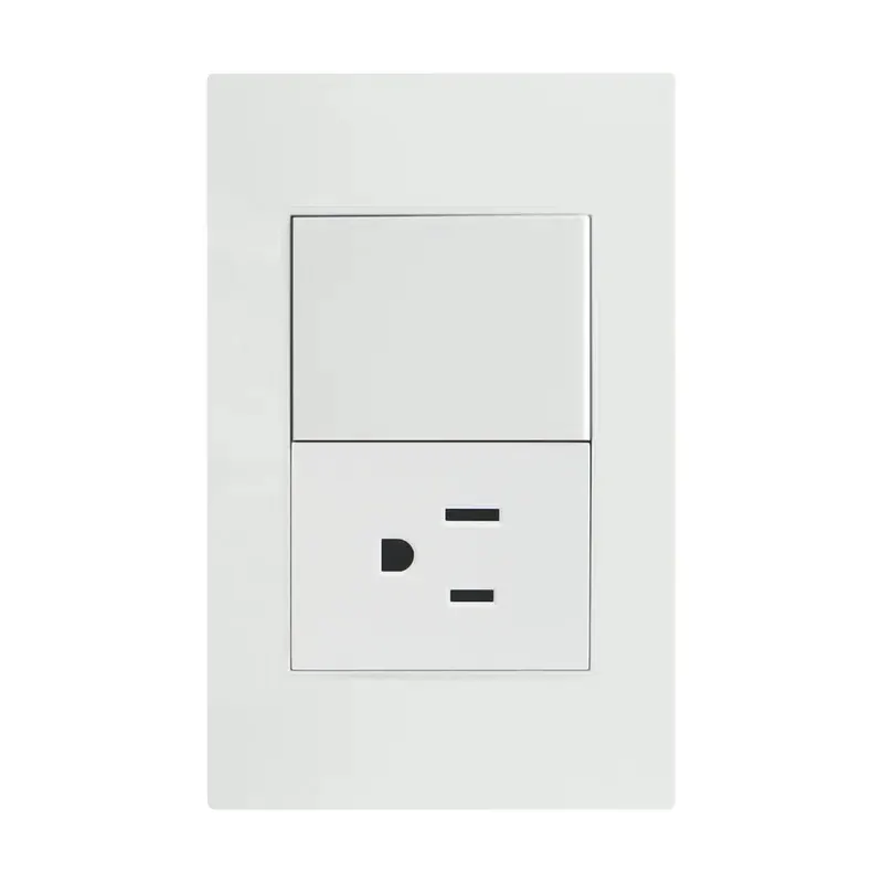 Placa blanca contacto sencillo y apagador de 1 interruptor 3 vias 127/250VCA policarbonato 75X118MM