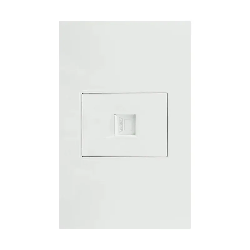Placa blanca contacto red lan tipo RJ45 CAT5 policarbonato 75X118MM