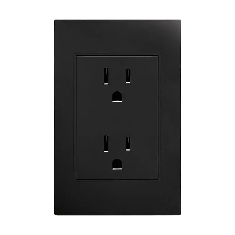 Placa negra contacto doble 127/250VCA policarbonato 77X124MM
