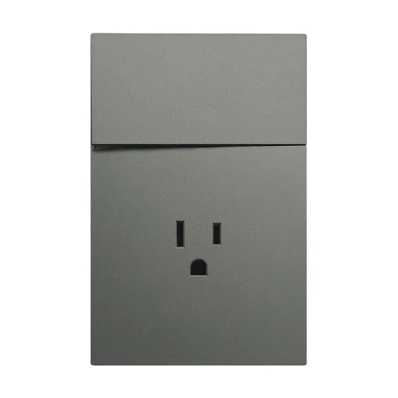 Placa gris oxford luxury contacto sencillo y apagador de 1 interruptor 3 vias 127/250VCA plástico ABS 74X112MM skin feel