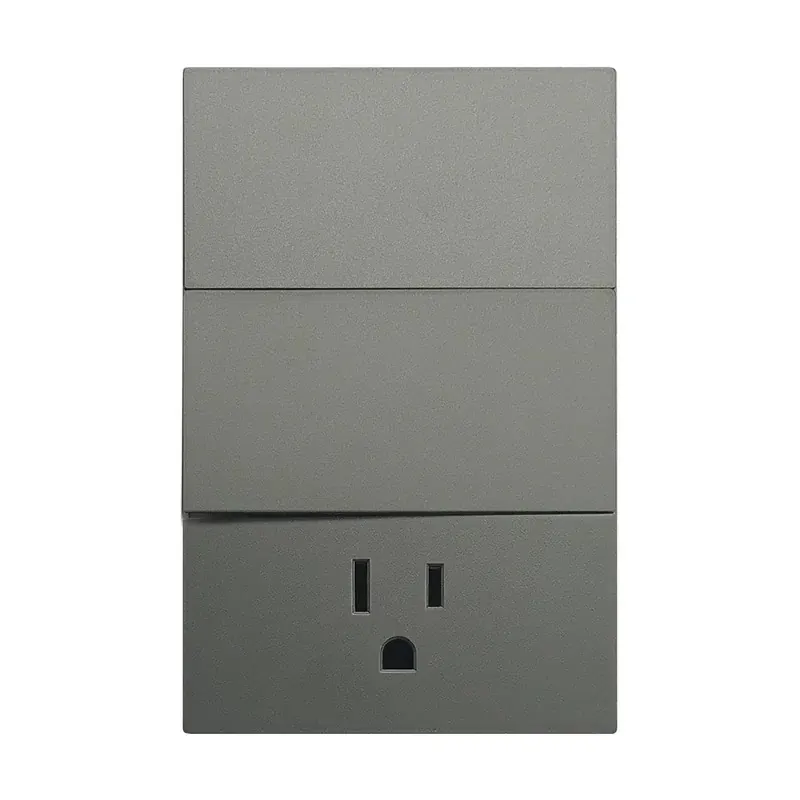 Placa gris oxford luxury contacto sencillo y apagador de 2 interruptores 3 vias 127/250VCA plástico ABS 74X112MM skin feel
