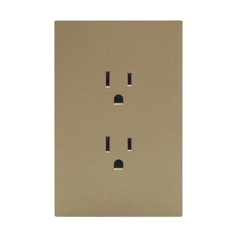 Placa dorada luxury contacto doble 127/250VCA plástico ABS 74X112MM skin feel