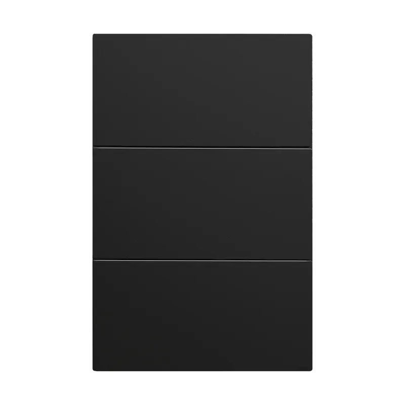 Placa negro mate luxury apagador de 3 interruptores 3 vias 127/250VCA plástico ABS 74X117MM skin feel