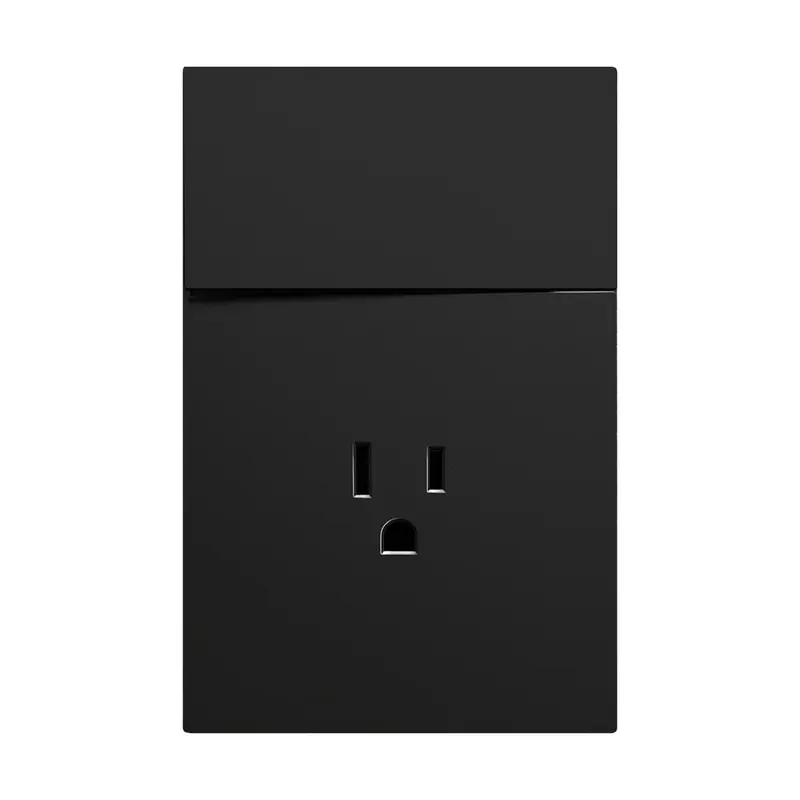 Placa negro mate luxury contacto sencillo y apagador de 1 interruptor 3 vias 127/250VCA plástico ABS 74X117MM skin feel