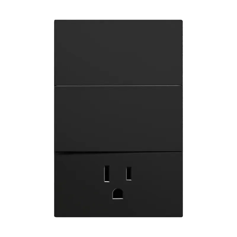 Placa negro mate luxury contacto sencillo y apagador de 2 interruptores 3 vias 127/250VCA plástico ABS 74X117MM skin feel