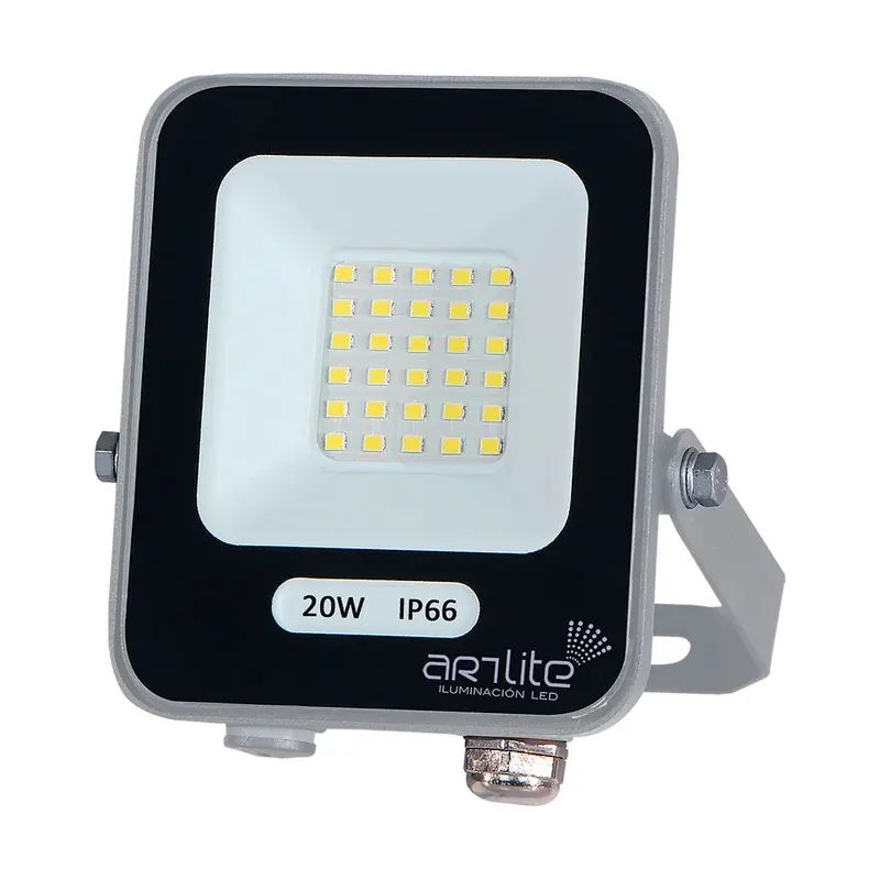 Reflector LED SMD 20W eficiencia 110LM/W 2100LM 90-277VCA exterior IP66 blanco cálido 3000K