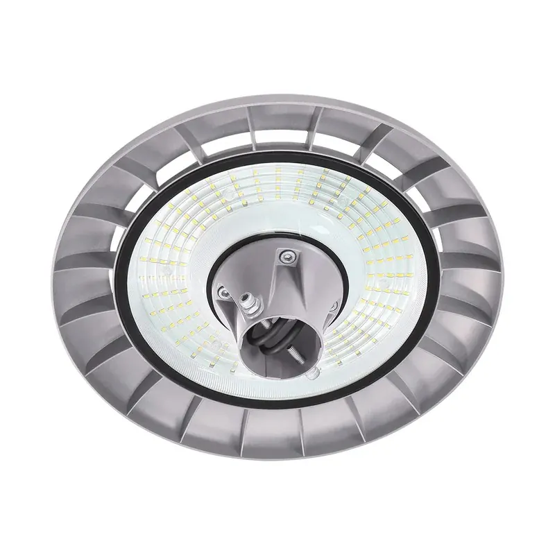 Luminaria disco punta poste aluminio negro 80W, 100W y 120W 15600LM máx. con ajuste de potencia y temperatura 3000K, 4000K y 6500K IP65 90-277VCA