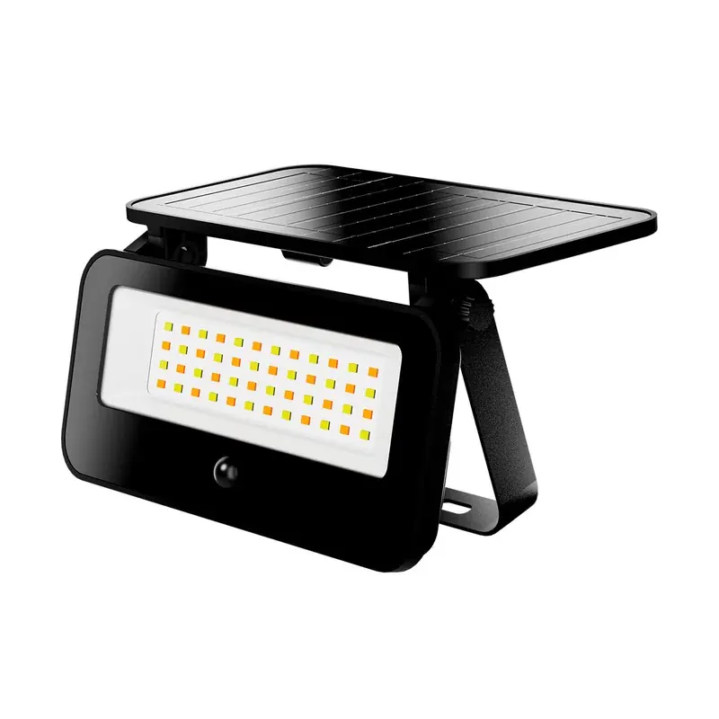 Reflector solar arbotante LED 350LM con panel monocristalino aluminio CCT blanco frio, calido y neutro