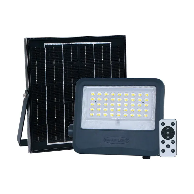 Reflector LED solar 1000LM ABS con panel solar montable 5V 12W, controlador y bateria recargable 3.2V 20Ah blanco frío 6500K IP65