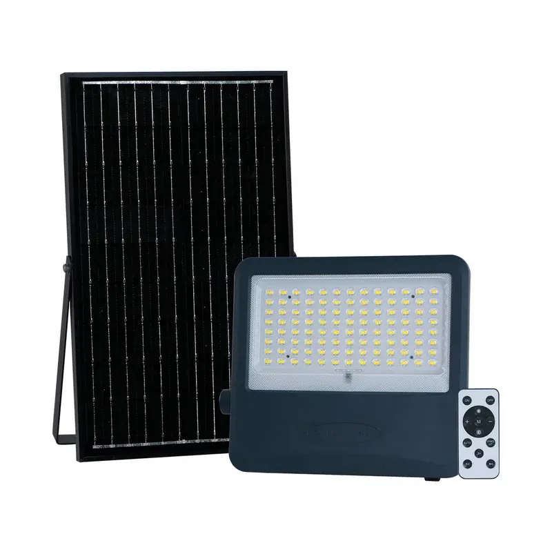 Reflector LED solar 2200LM ABS con panel solar montable 5V 25W, controlador y bateria recargable 3.2V 20Ah blanco frío 6500K IP65