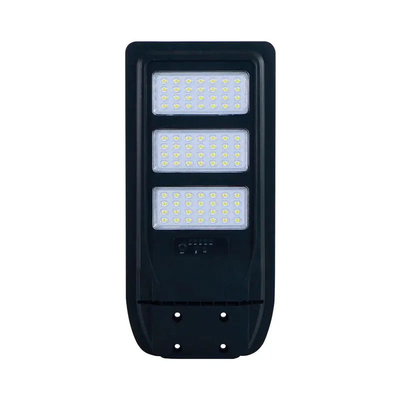 Luminaria LED solar 1200LM all in one ABS con panel solar integrado 6V 10W, batería recargable 3.2V 8Ah, sensor PIR y control remoto blanco frío 6500K IP65