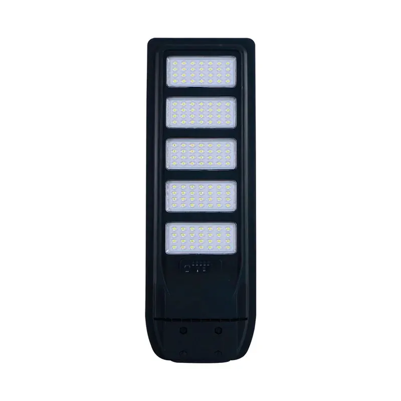 Luminaria LED solar 2400LM all in one ABS con panel solar integrado 6V 20W, batería recargable 3.2V 18Ah, sensor PIR y control remoto blanco frío 6500K IP65