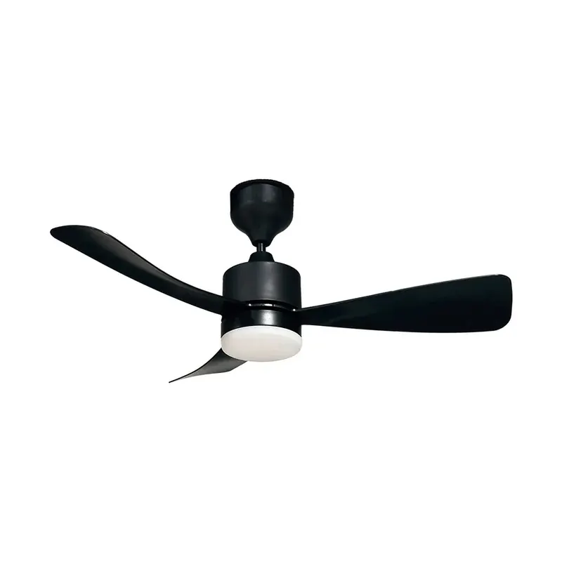 Ventilador LED 18W de techo 3 aspas de 40 pulgadas motor DC con control remoto ABS color negro 6 velocidades y CCT blanco frío neutro y calido