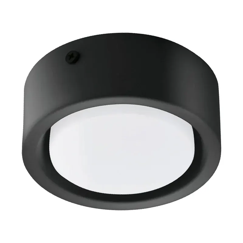 Luminaria LED circular techo sobreponer 6W 90-260VCA metal negro blanco cálido 3000K