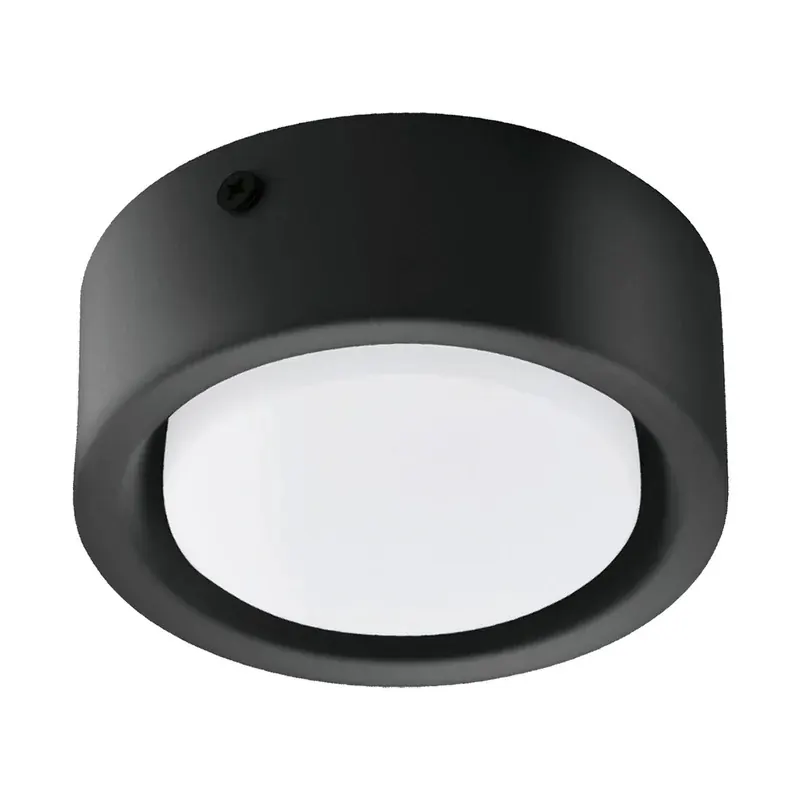 Luminaria LED circular techo sobreponer 18W 90-260VCA metal negro blanco frío 6500K