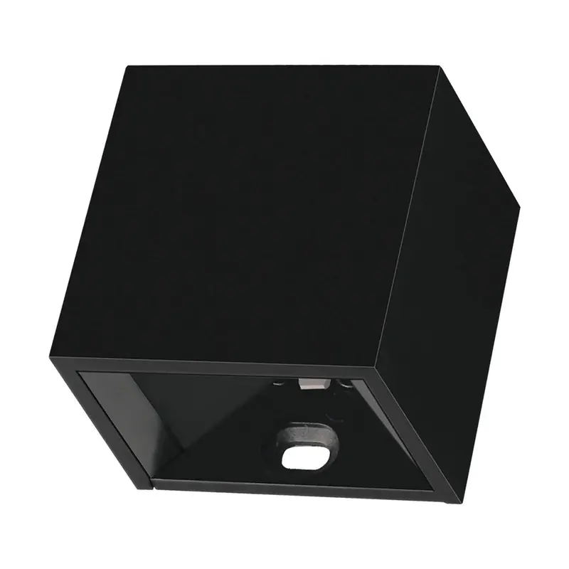Luminaria LED mini 5CM pared cubo doble disparo y angulo ajustable policarbonato negro 2W 190LM exterior IP65 blanco frío 6500K