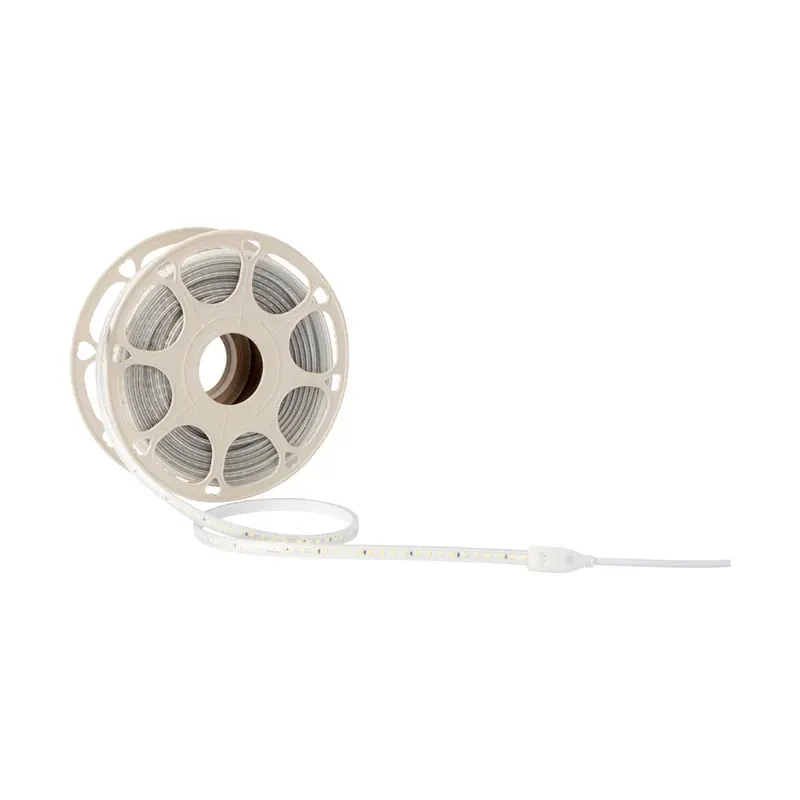 Manguera doble LED 120PZ/M SMD2835 rollo 25M 150W 10400LM 127VCA exterior IP65 blanco cálido 3000K