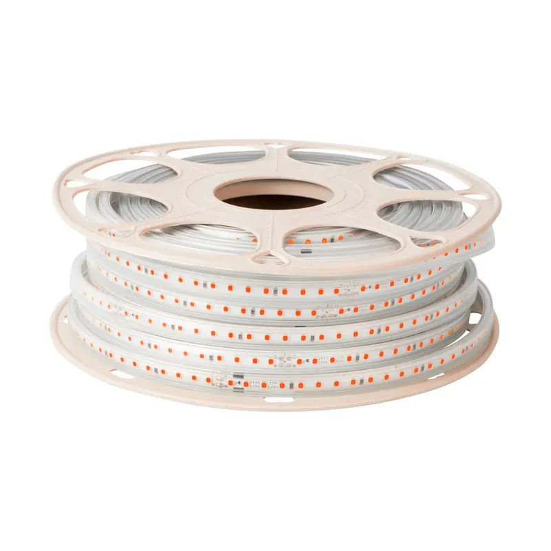 Manguera doble LED 120PZ/M SMD2835 rollo 25M 150W 127VCA exterior IP65 rojo