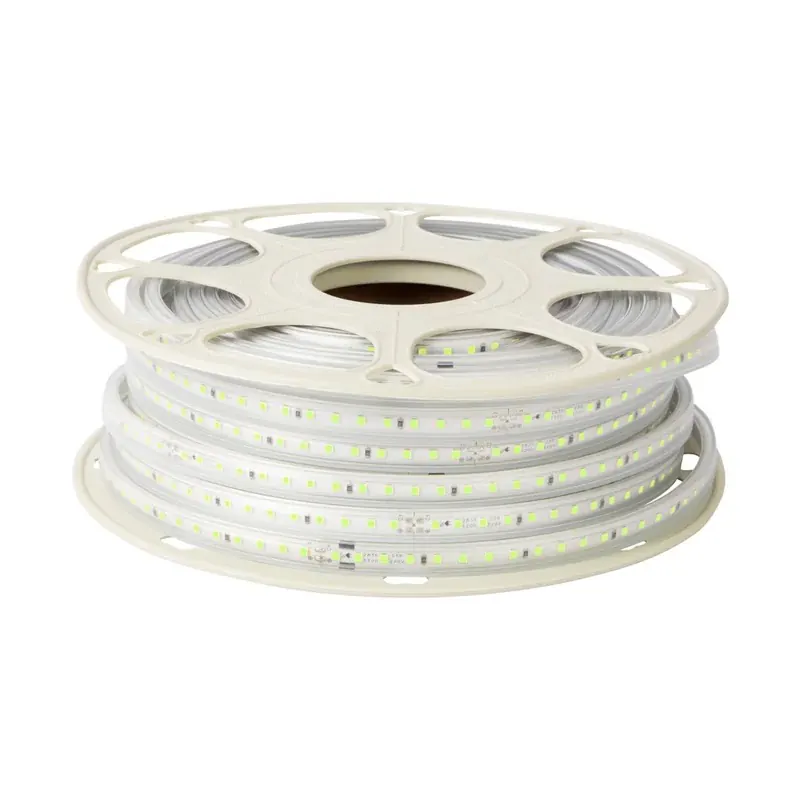 Manguera doble LED 120PZ/M SMD2835 rollo 25M 150W 127VCA exterior IP65 verde