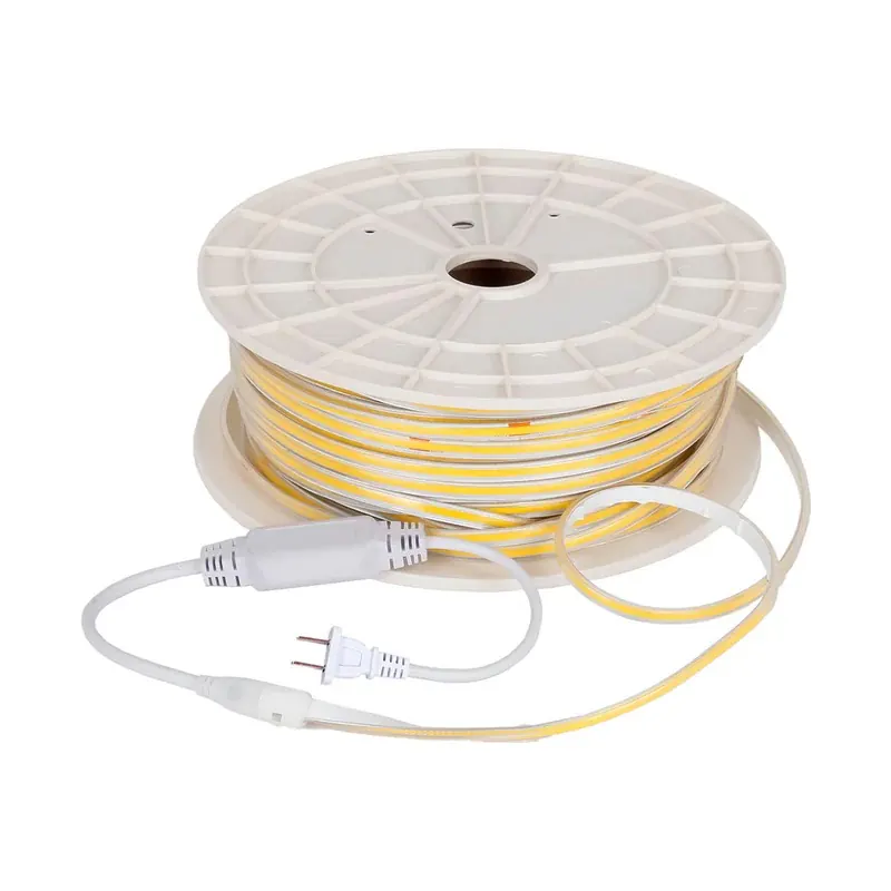 Manguera LED COB 288LEDs/M rollo 25M 250W 127VCA exterior IP65 blanco cálido 3000K