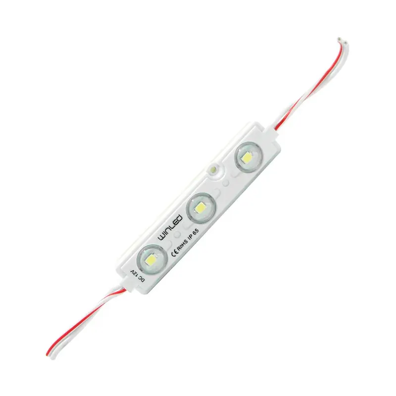 Tira de módulos bf 3 LEDS SMD2835 100 módulos 120W (1.2W c/u) 12VCD exterior IP65 blanco frio 6500K