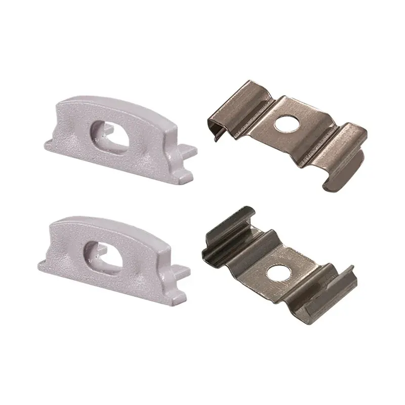 Kit de instalación para perfil aluminio flexible WPE-104 incluye 10 tapas de plástico y 10 clips de aluminio