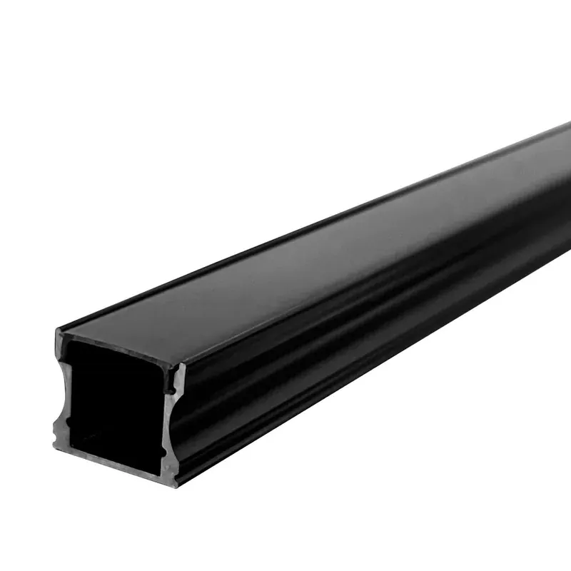 Perfil de aluminio negro para tira LED 2M con cubierta PC ahumada