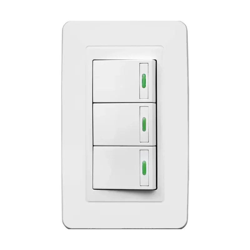 Placa blanca apagador de 3 interruptor 3 vias 127/250VCA ABS