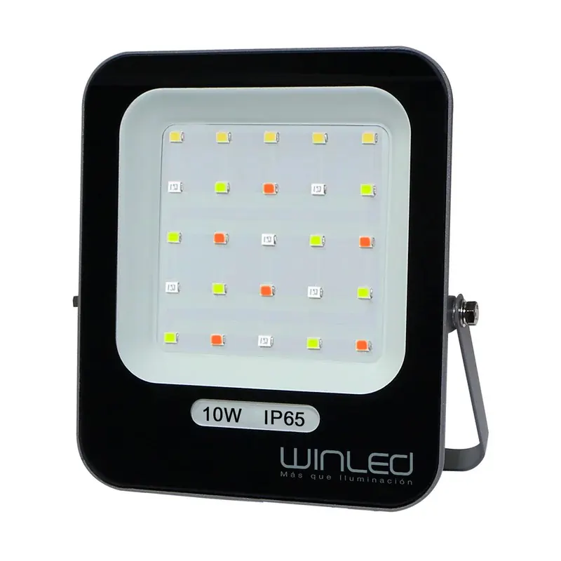 Reflector LED SMD RGB 10W 90-277VCA exterior IP65 con control remoto