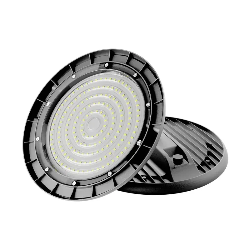 Campana industrial LED 100W 13,000LM 100-277VCA aluminio negro IP65 exterior blanco frío 6500K